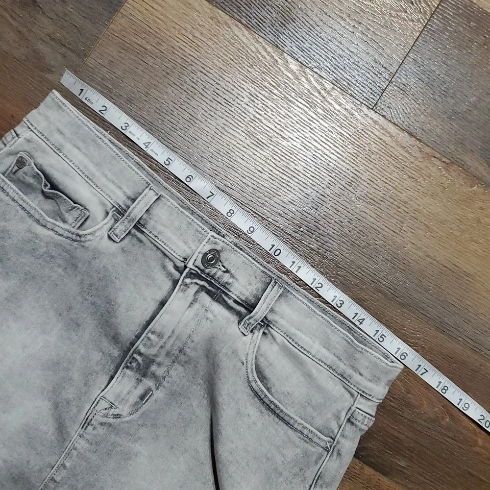 Hudson vivid skirt grey denim distressed hem stretch